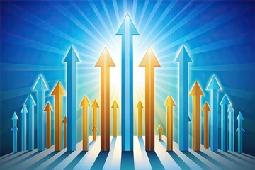 Arrows in perspective going up. Success concept. 16:9 dimension. Vector illustration. EPS10.