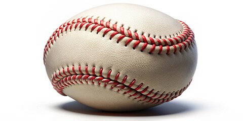 A colorful, detailed illustration of a single baseball on a white background, showcasing its stitching and texture in high-definition, isolated from any distractions.