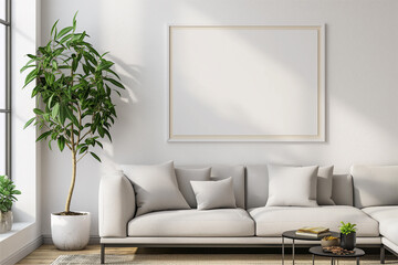 Frame mockup, ISO A paper size. Home Office wall poster mockup. Interior mockup with office background. Modern interior design.