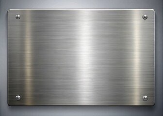 Polished wide metal steel plate with fine brushed finish reflecting light, showcasing metallic texture and subtle reflections, isolated on neutral background.