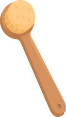 Simple wooden bath brush with a round head is lying on a white background