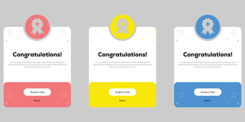 Congratulation pop up notification icon. Congratulation flash message sign. Success popup window ui design