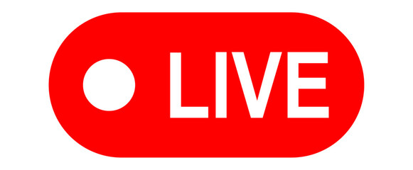 Live Stream Button, Icon Sign Symbol Logo. Isolated on White Vector Illustration.