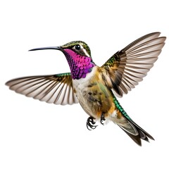 Fototapeta premium A Stunning Image of a Hummingbird Isolated on a White Background, Showcasing Its Intricate Beauty and Vibrant Colors
