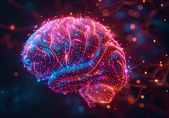  colorful glowing brain with digital connections