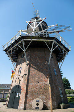 Octagonal smock mill 'Jan Pol' with a stage in the Drenthe village of Dalen, municipality of Coevorden, June 26 2024
