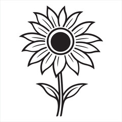 Fototapeta premium sunflower single Line Icon Vector Design outline. 