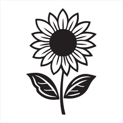 sunflower single Line Icon Vector Design outline.
