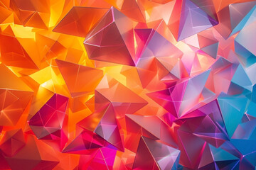 Abstract colorful geometric shapes with vibrant lighting
