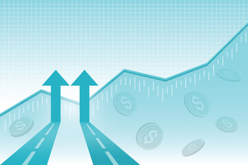 Futuristic blue business template with arrows and graph elements for web design and digital technology. Vector illustration design background.