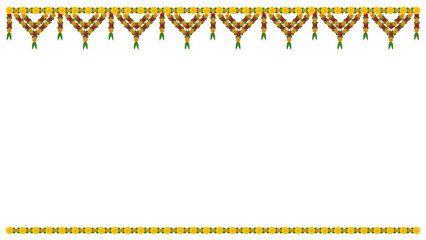 Marigold toran floral vector indian wedding, festive decoration, Diwali decoration Traditional indian garland, Toran border on transparent PNG Background © VectorsDays
