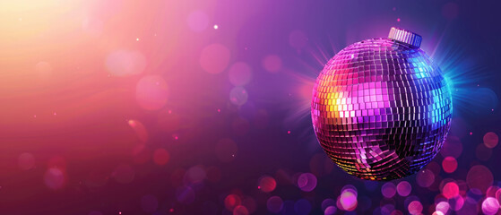 Fototapeta premium Photo of a disco ball with colorful lights in the background