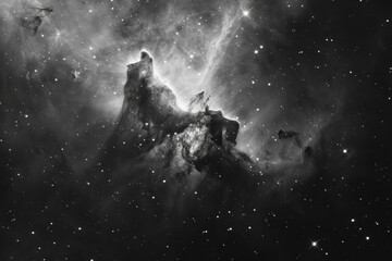 A dark nebula as a cosmic inkblot, its negative space hinting at unseen shapes