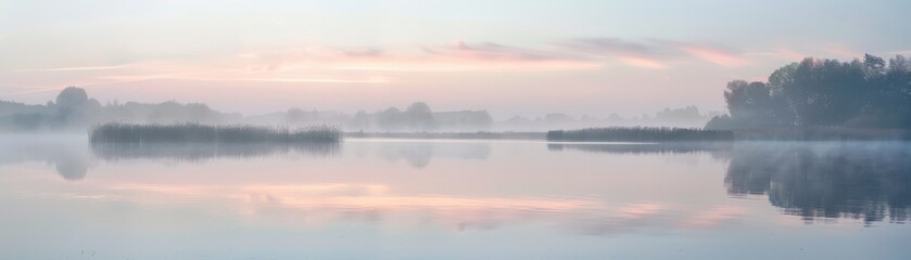 Obraz premium A calm lake with a sun reflecting on the water