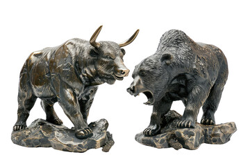 Fototapeta premium character stock market Bull and Bear isolated on the transparent background