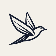 paper bird fly line art logo icon design template illustration.