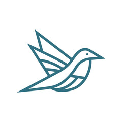 paper bird fly line art logo icon design template illustration.