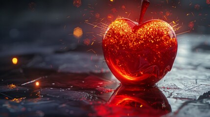 Glowing Red Apple with Sparks