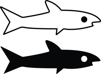 shark isolated on whit set of fishes 