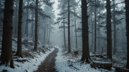 Fototapeta premium Snowy Forest Path.