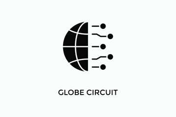 Globe Circuit Vector Icon Or Logo Illustration