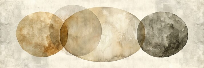 Abstract Minimalistic Watercolor Geometric Nordic Scandinavian Bohemian Pattern Art in Muted Pantone Tones Calming Zen Gradient Design