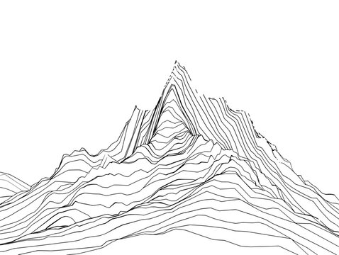 Pinnacle of Financial Success: A Single-Line Silhouette of Mountain Peak Representing Financial Triumph