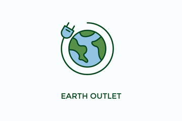 Earth Outlet Vector Icon Or Logo Illustration
