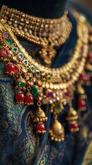 Obraz premium A close-up of a gold necklace with intricate details