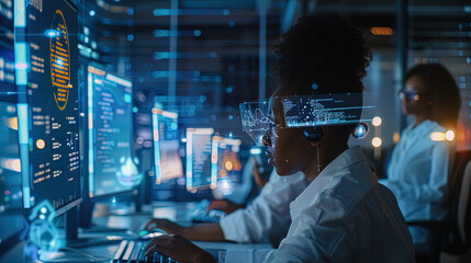 Diverse Team Working on a Project - Innovation and Technology in a Modern Office