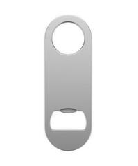 Blank bottle metal opener for promotional branding presentation 3d illustration.