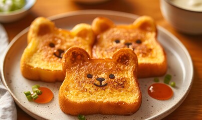 French toast shaped like a cute dog, Generative AI