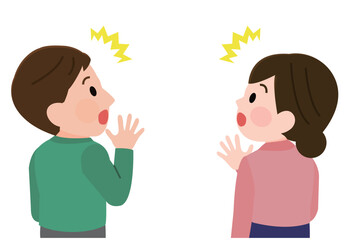 驚く後ろ姿の男性と女性　イラスト