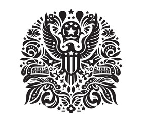 American Culture ornament vector silhourtte vector style,white background