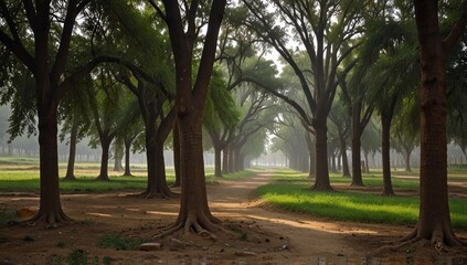 sunset in the forest
