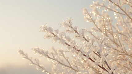 Obraz premium A branch covered in frost and snow