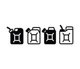 jerrican gasoline oil canister icon symbol sign vector design black white color simple modern illustration collection set isolated