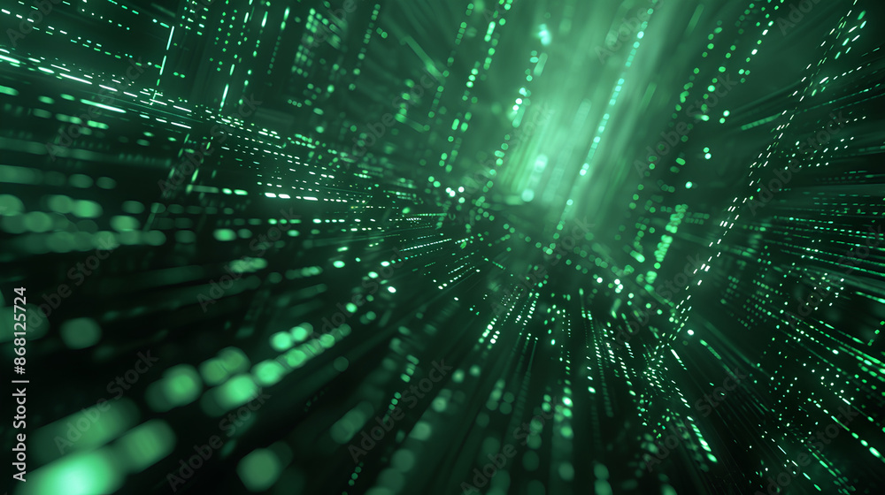 Poster abstract tech background. retro green monochrome phosphor monitor display with pixel sorting glitch 