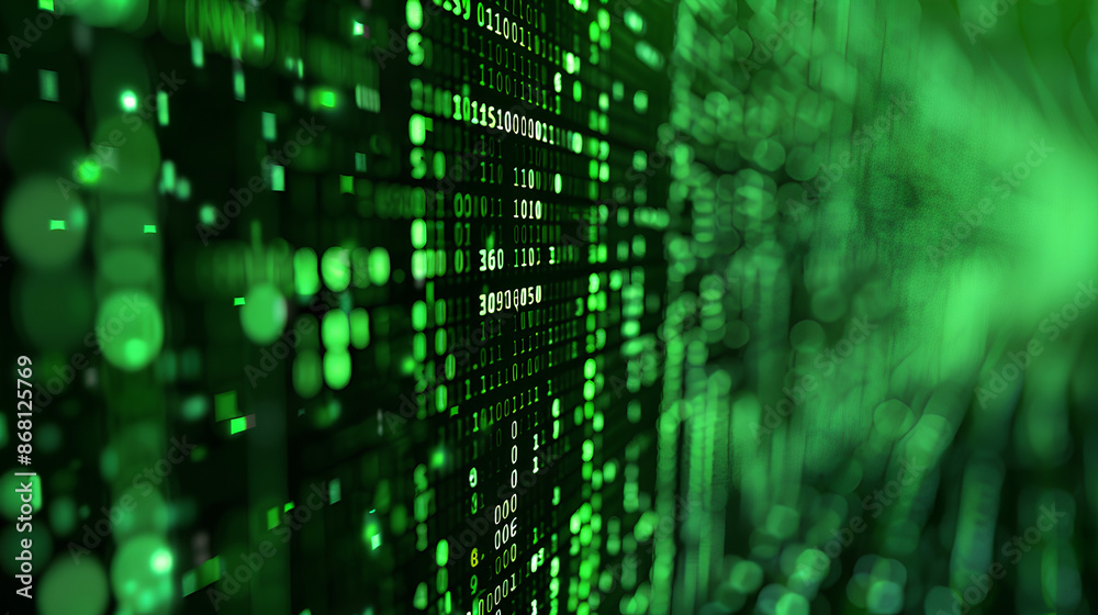 Poster abstract tech background. retro green monochrome phosphor monitor display with pixel sorting glitch 