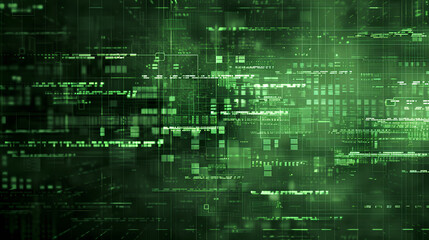 Fototapeta premium Abstract tech background. Retro green monochrome phosphor monitor display with pixel sorting glitch effect