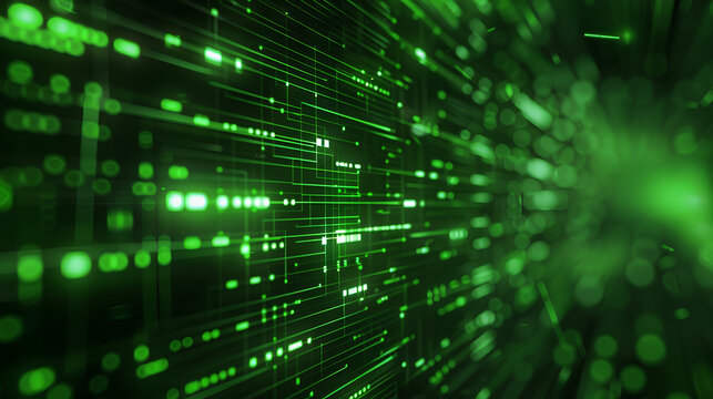 Abstract tech background. Retro green monochrome phosphor monitor display with pixel sorting glitch effect