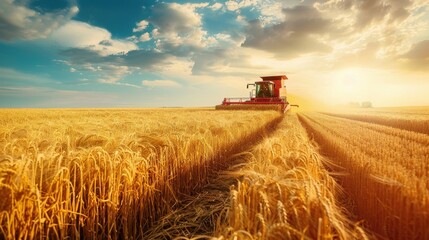 Fototapeta premium Happy Labor Day Harvest: Farmer Working in Field with Agricultural Equipment on National Holiday