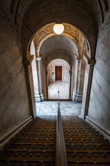 inside new york pubic library stairways