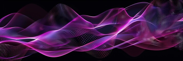 Dynamic Waves of Light: Futuristic Digital Flow in Purple and Pink