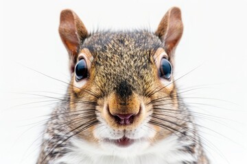 Obraz premium Close-up of squirrel's face with white background