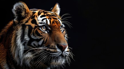 Fototapeta premium A majestic tiger against a black background