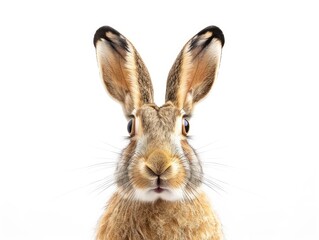 Fototapeta premium Close-up of a rabbit with a white background.