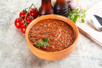 Spanish traditional gazpacho tomato soup