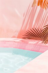  very shallow pink pool with pink tiles, sun and shadow