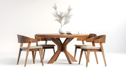 3D Render of a Minimalist Dining Table and Chairs

